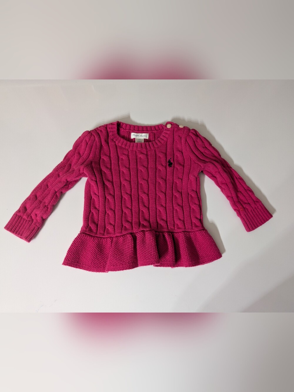 Ralph Lauren Cable-Knit Cotton Peplum Sweater Size 18 Months